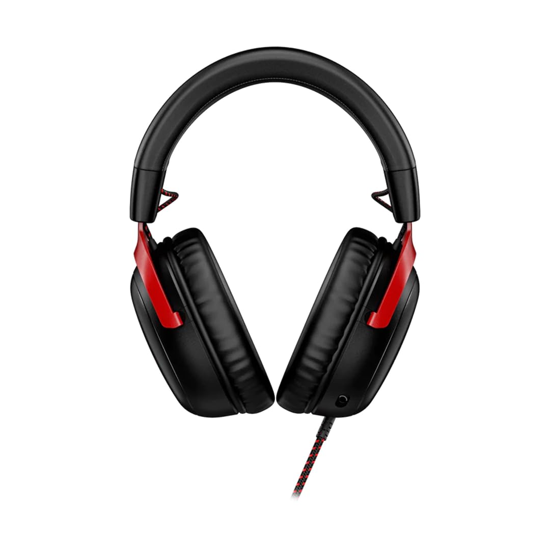 HyperX Cloud III – Wired Gaming Headset, PC, PS5, Xbox Series X|S, Angled 53mm Drivers, Spatial Audio, Memory Foam, Durable Frame, Ultra-Clear 10mm Mic, USB-C, USB-A, 3.5mm – Black/Red