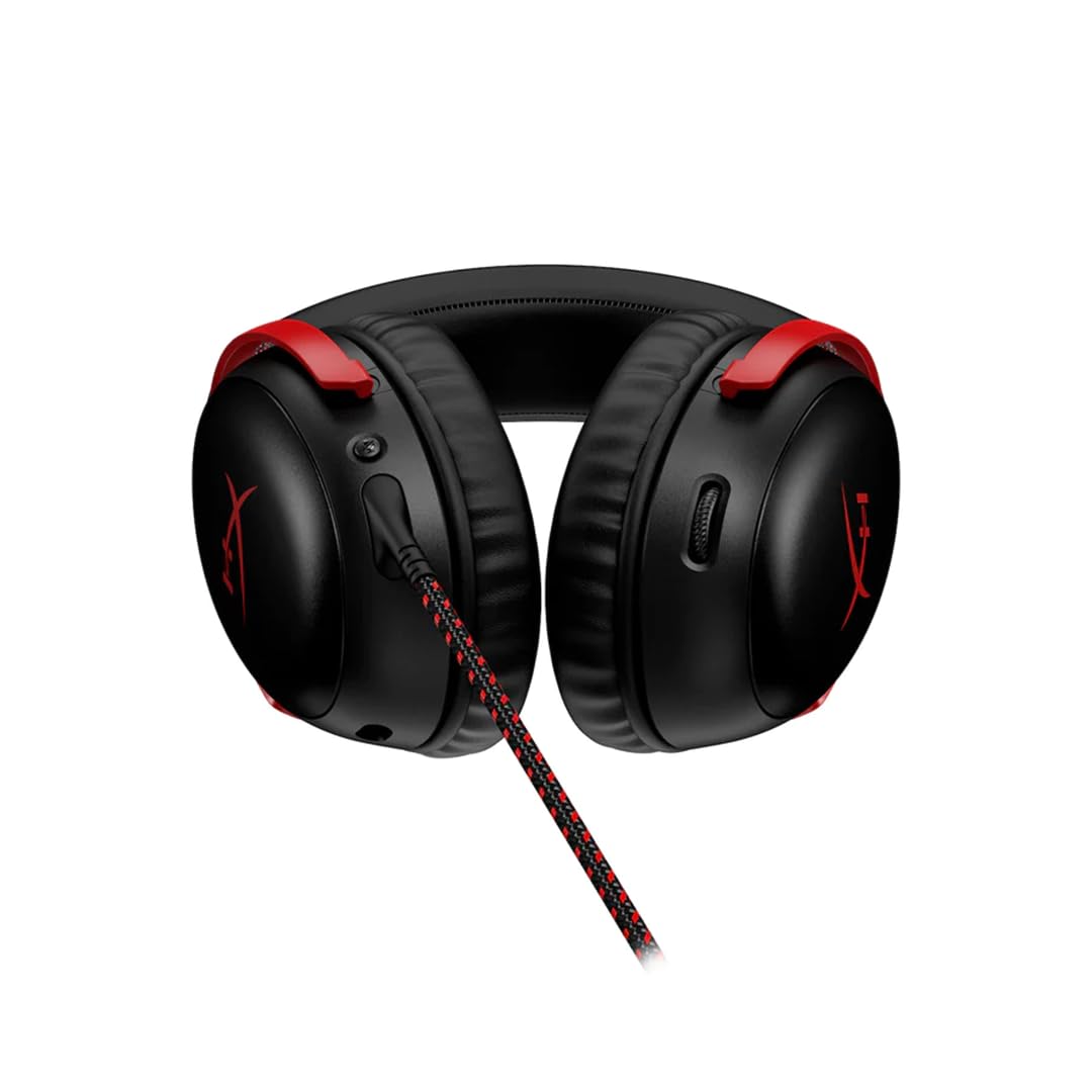 HyperX Cloud III – Wired Gaming Headset, PC, PS5, Xbox Series X|S, Angled 53mm Drivers, Spatial Audio, Memory Foam, Durable Frame, Ultra-Clear 10mm Mic, USB-C, USB-A, 3.5mm – Black/Red