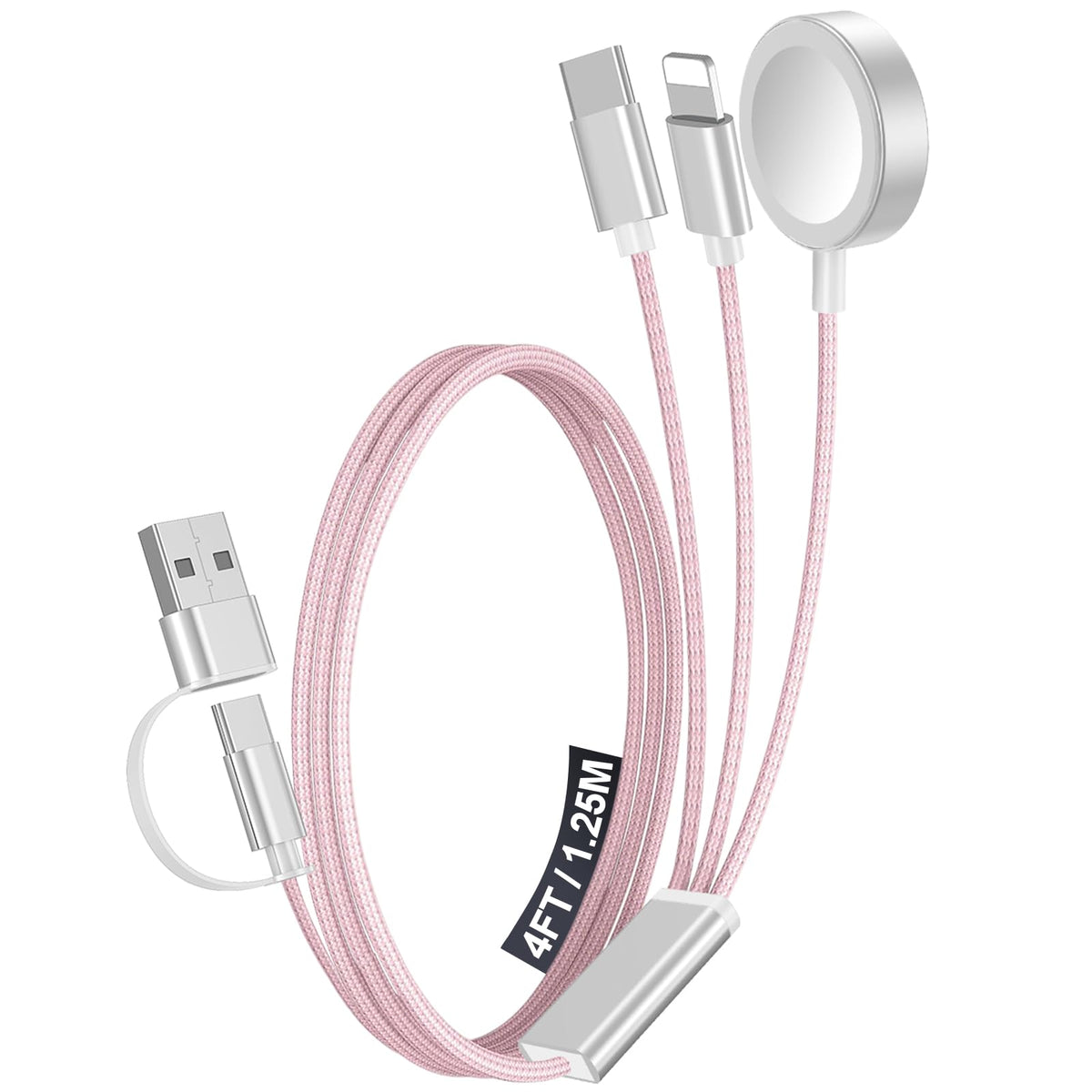 2Pack Travel Essentials for Apple Watch Charger,3-in-2 Multi Charging Cable