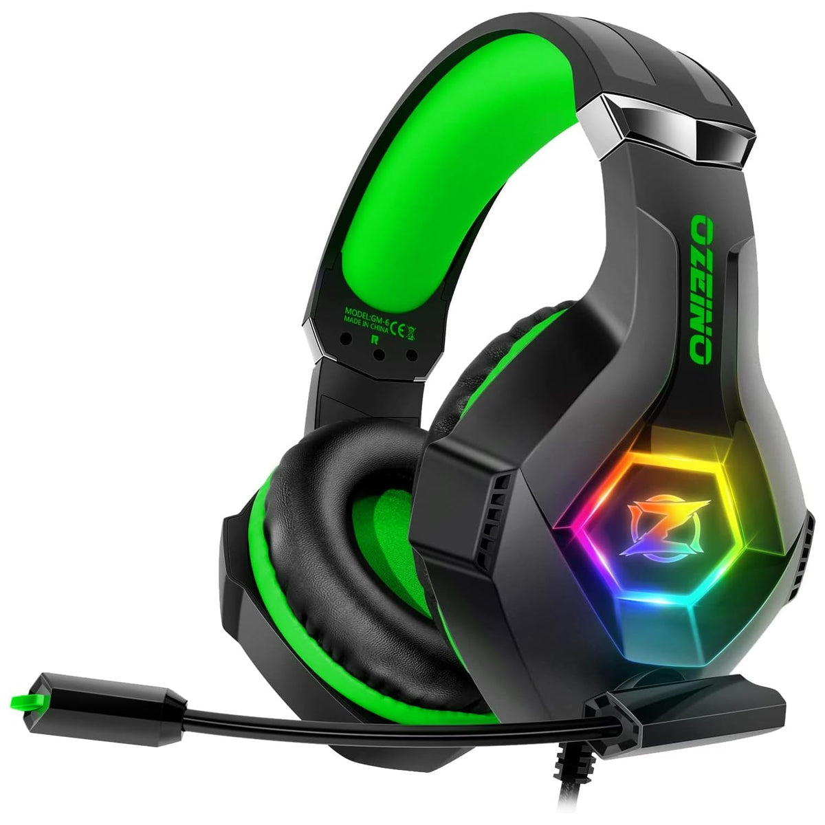 Ozeino Gaming Headset for PC, Ps4, Ps5, Xbox Headset with 7.1 Surround Sound Gaming Headphones with Noise Canceling Mic, LED Light Over Ear Headphones for Switch, Xbox Series X/S, Laptop, Mobile White