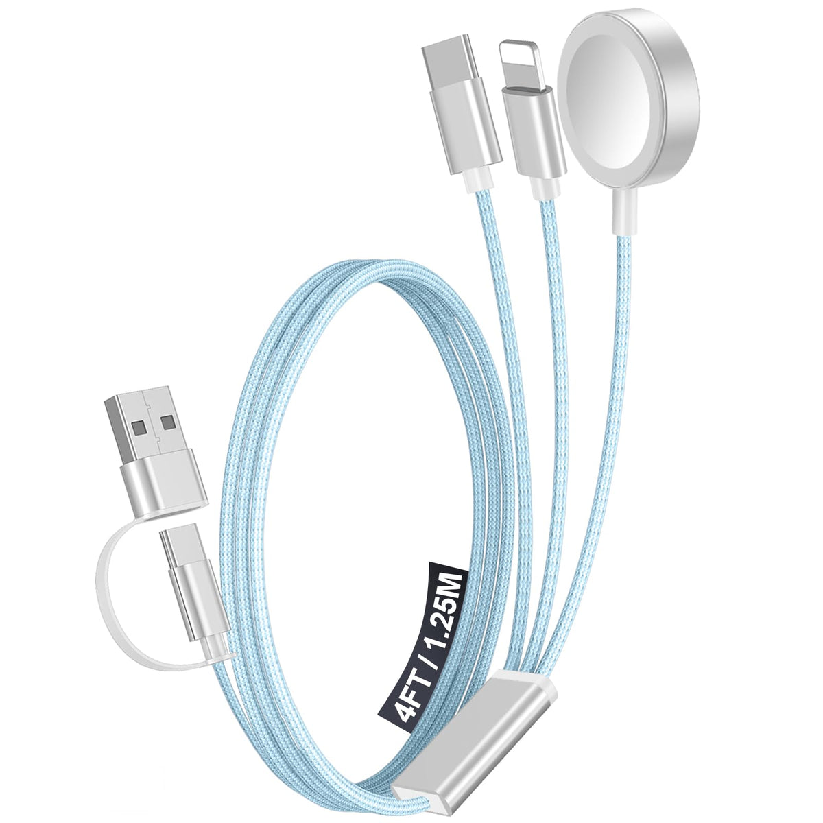 2Pack Travel Essentials for Apple Watch Charger,3-in-2 Multi Charging Cable