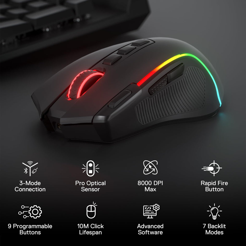 Redragon M612 Wired RGB Optical Gaming Mouse 8000 DPI Remapping Keys
