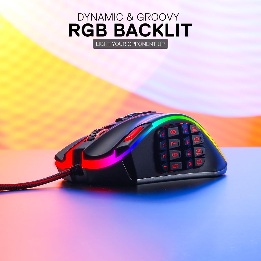 Redragon M908 Wired MMO RGB Gaming Mouse 12400 DPI Remapping Keys