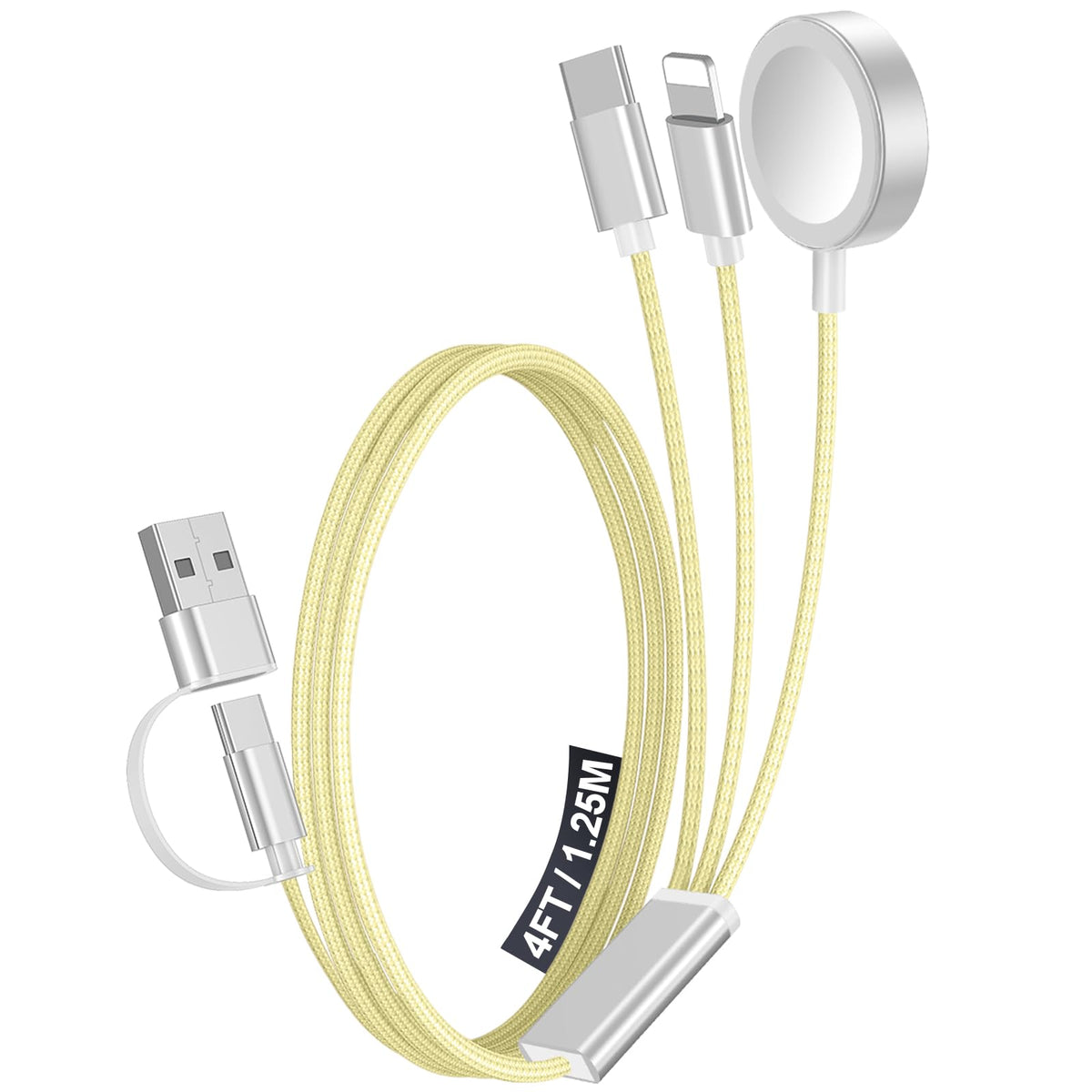 2Pack Travel Essentials for Apple Watch Charger,3-in-2 Multi Charging Cable