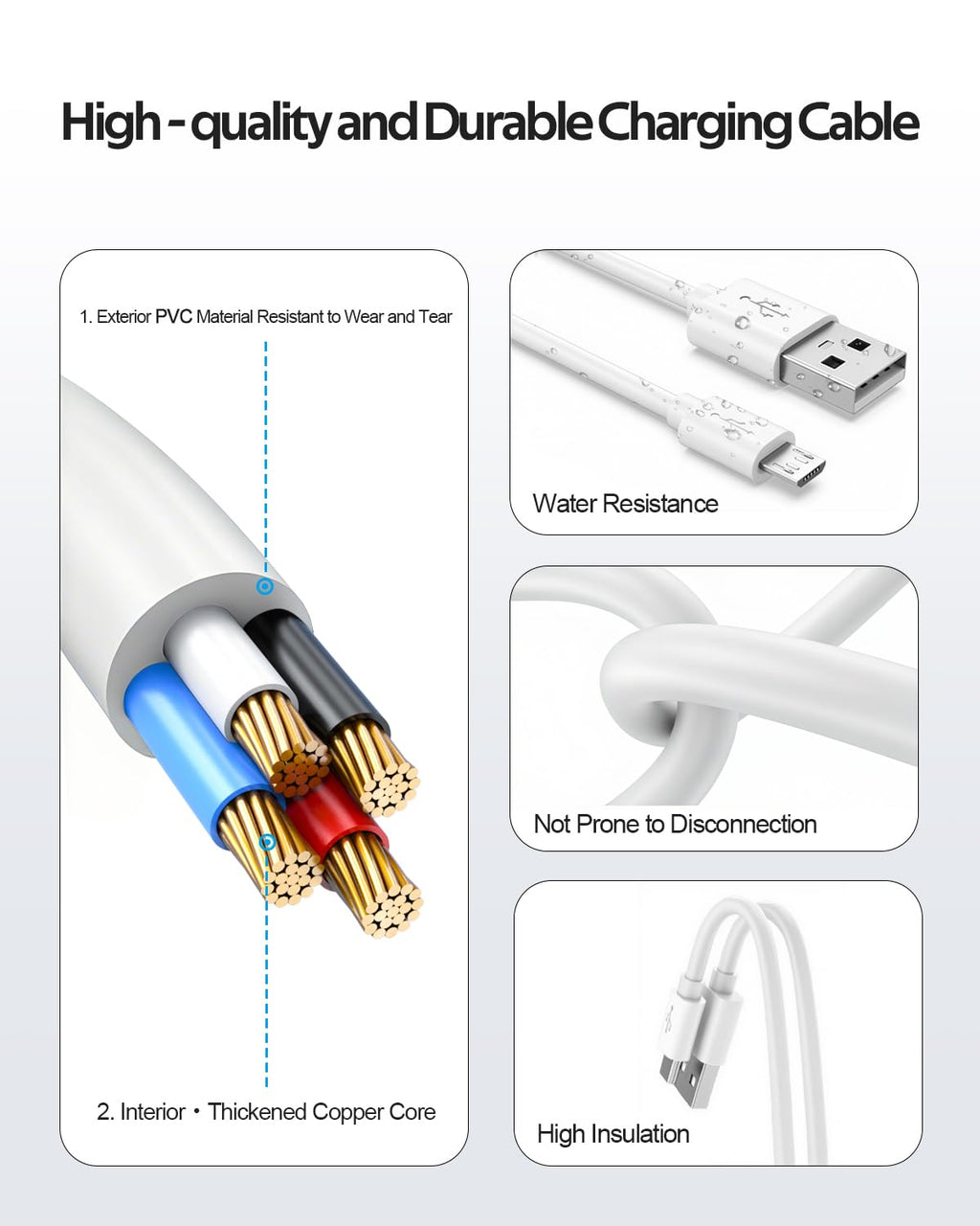Superer Micro USB Charger Cable Fit for PS4 Controller, Kindle Paperwhite, Amazon Fire Tablet, Roku Streaming Stick, Fire TV Stick, Xbox One X S, Android Phone Fast Charging Data Sync Power Cord