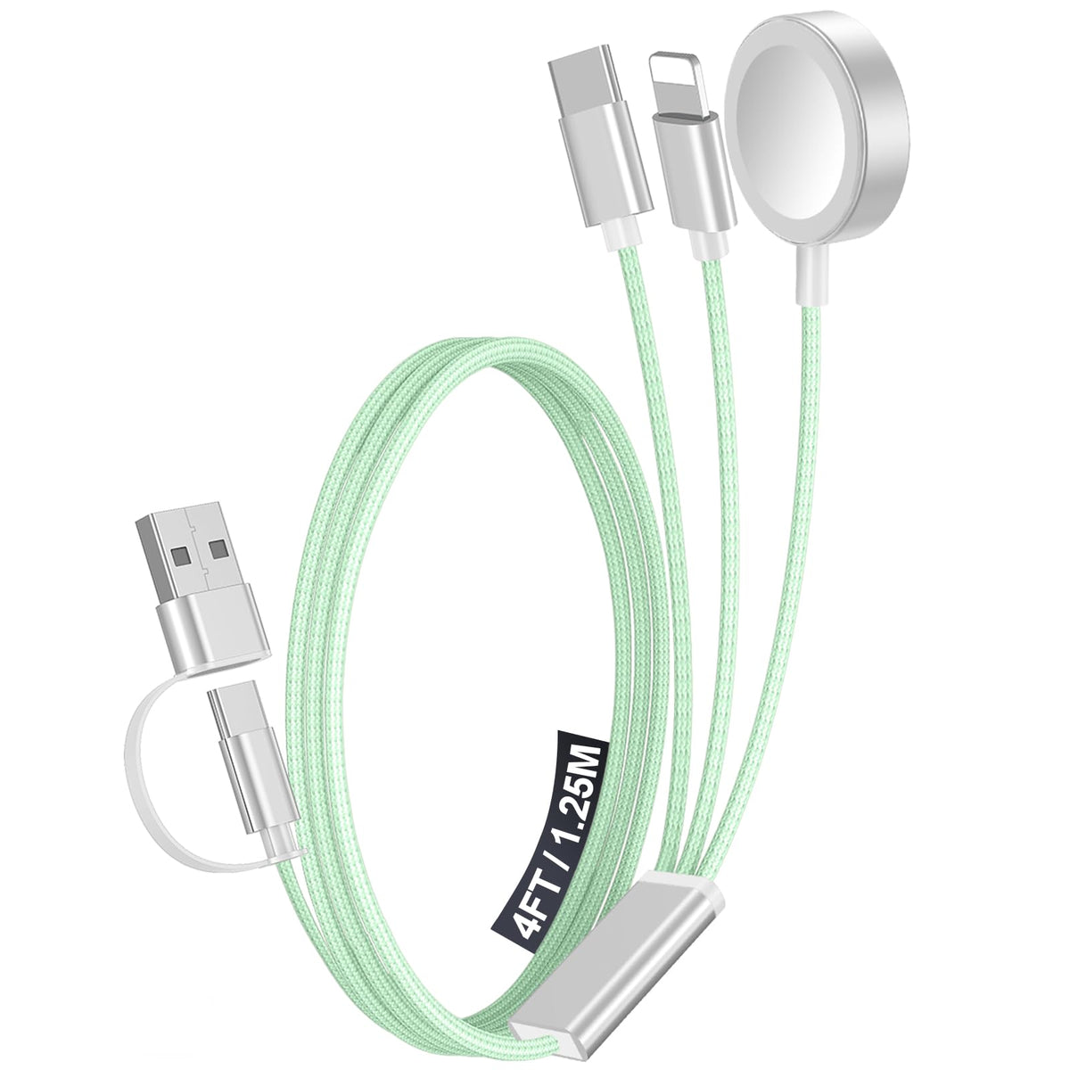 2Pack Travel Essentials for Apple Watch Charger,3-in-2 Multi Charging Cable