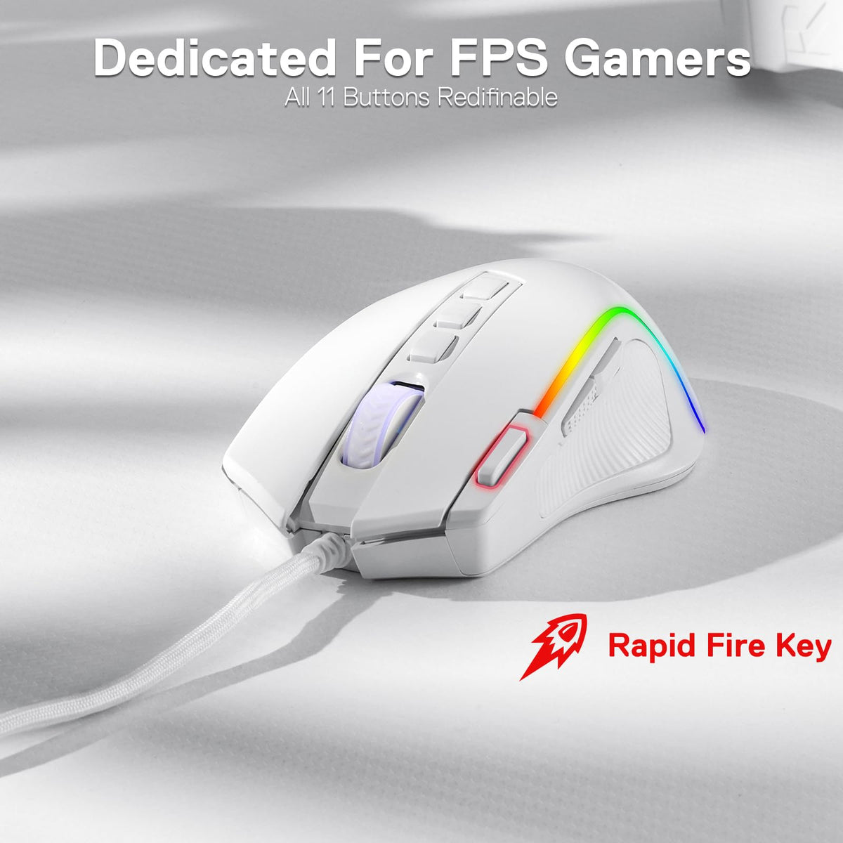 Redragon M612 Wired RGB Optical Gaming Mouse 8000 DPI Remapping Keys