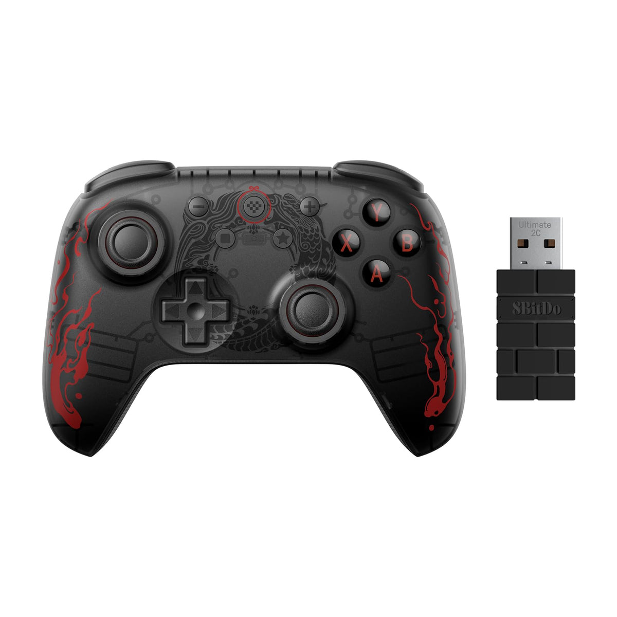 8Bitdo Ultimate 2C Wireless Controller for Windows PC and Android, with 1000 Hz Polling Rate, Hall Effect Joysticks and Triggers, and Remappable L4/R4 Bumpers (Transparent Black)