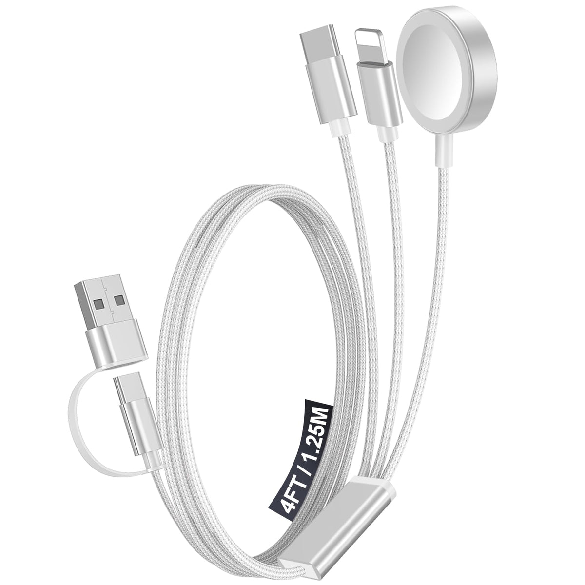 2Pack Travel Essentials for Apple Watch Charger,3-in-2 Multi Charging Cable
