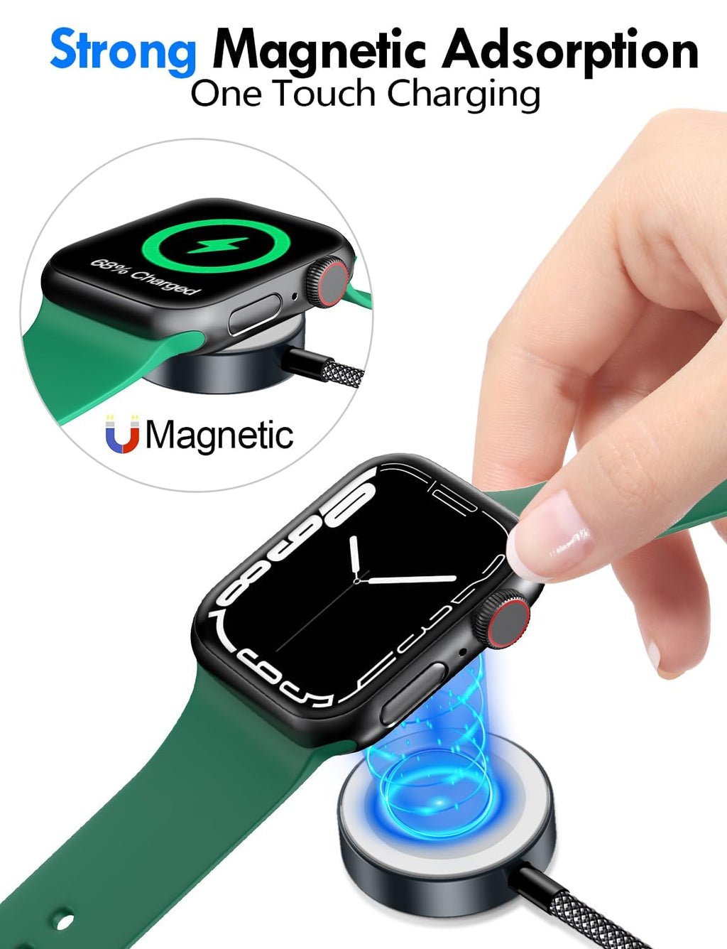 2Pack Travel Essentials for Apple Watch Charger,3-in-2 Multi Charging Cable