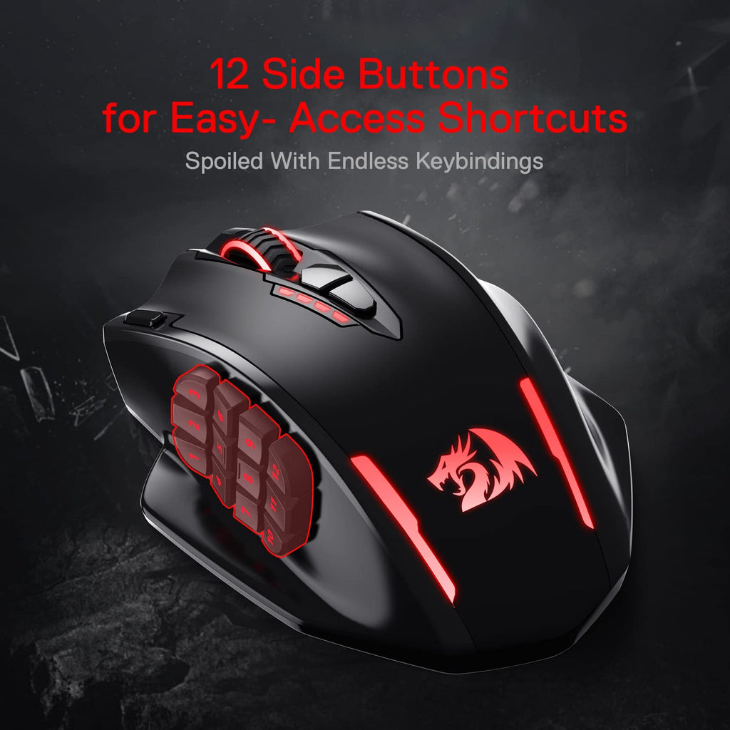Redragon M908 Wired MMO RGB Gaming Mouse 12400 DPI Remapping Keys