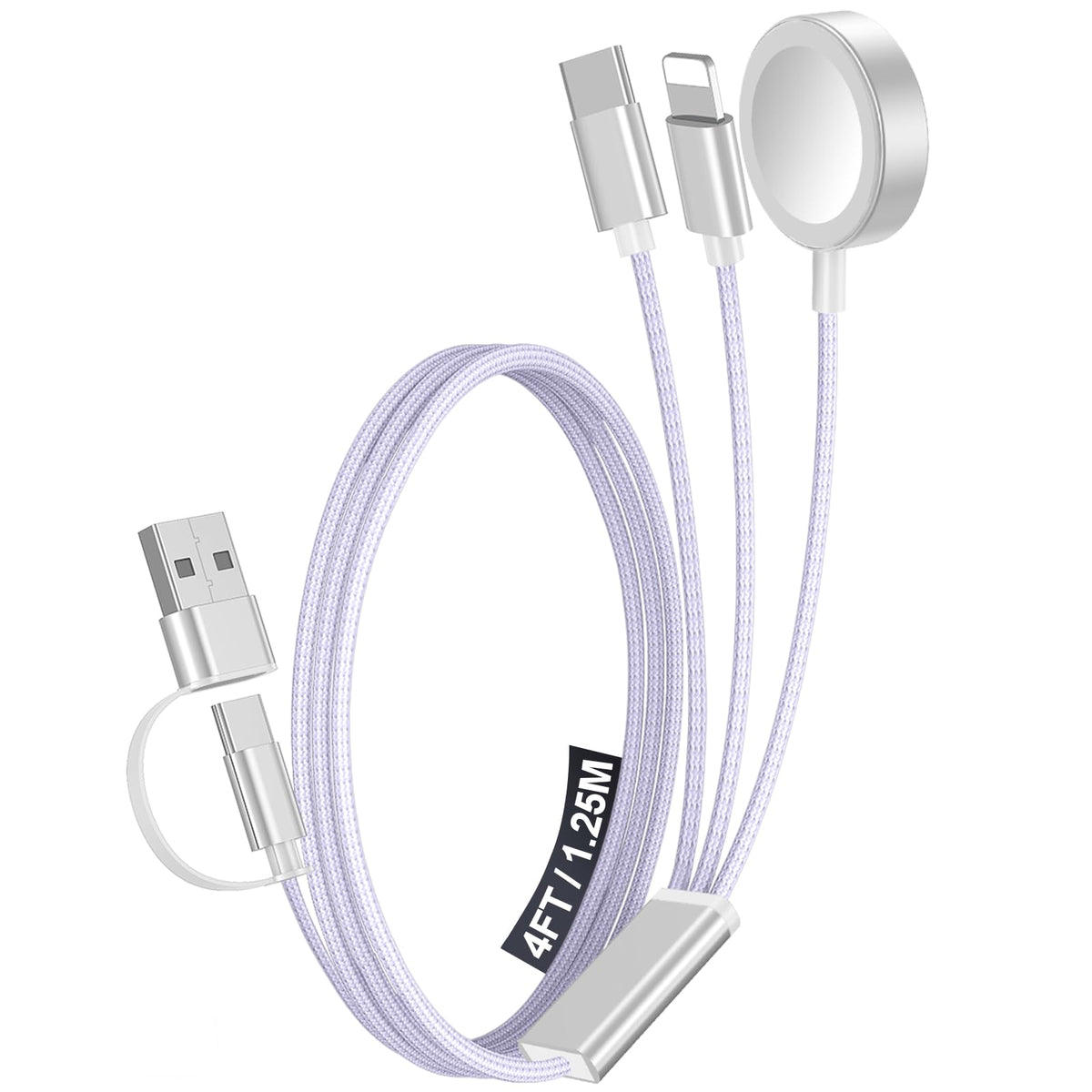 2Pack Travel Essentials for Apple Watch Charger,3-in-2 Multi Charging Cable