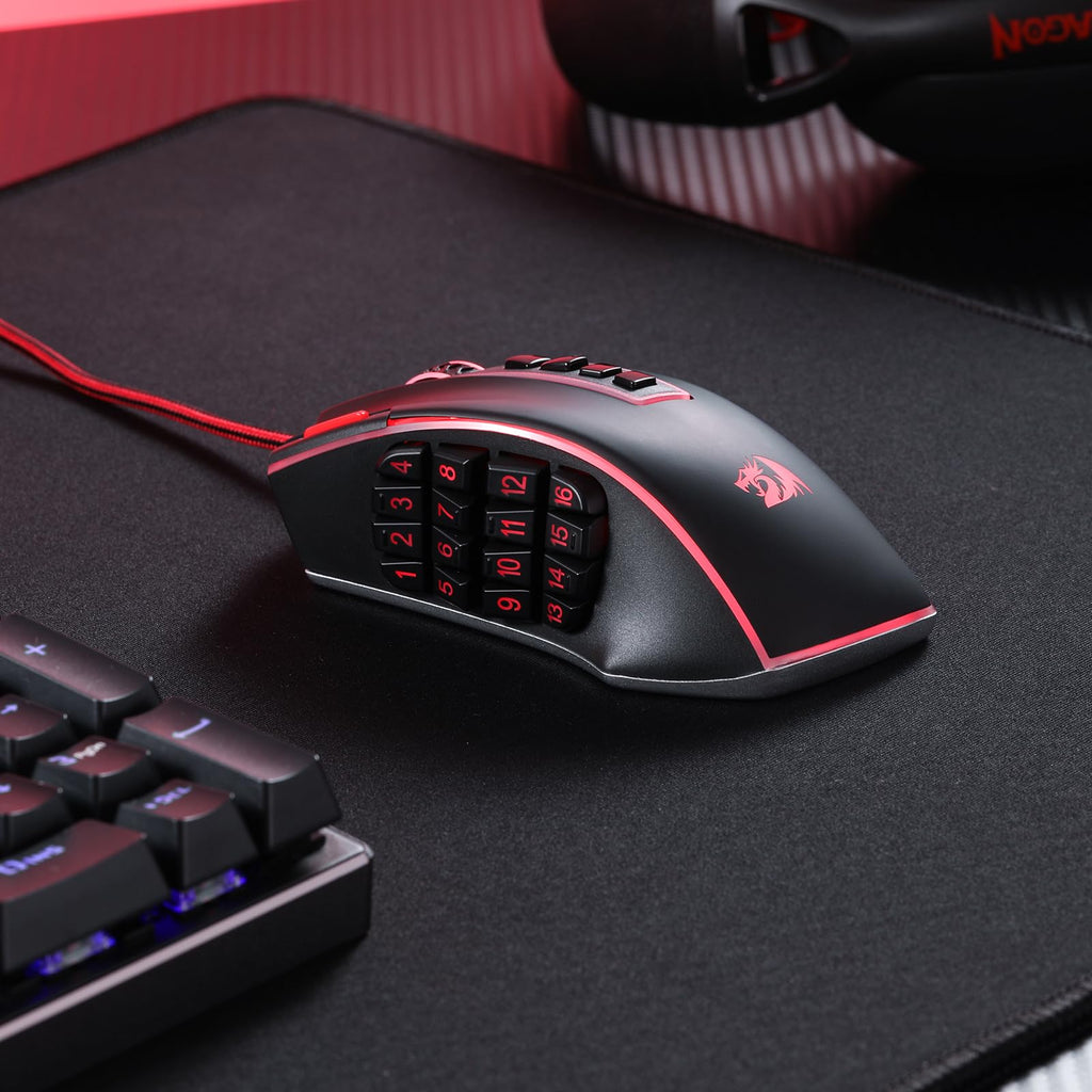 Redragon M908 Wired MMO RGB Gaming Mouse 12400 DPI Remapping Keys