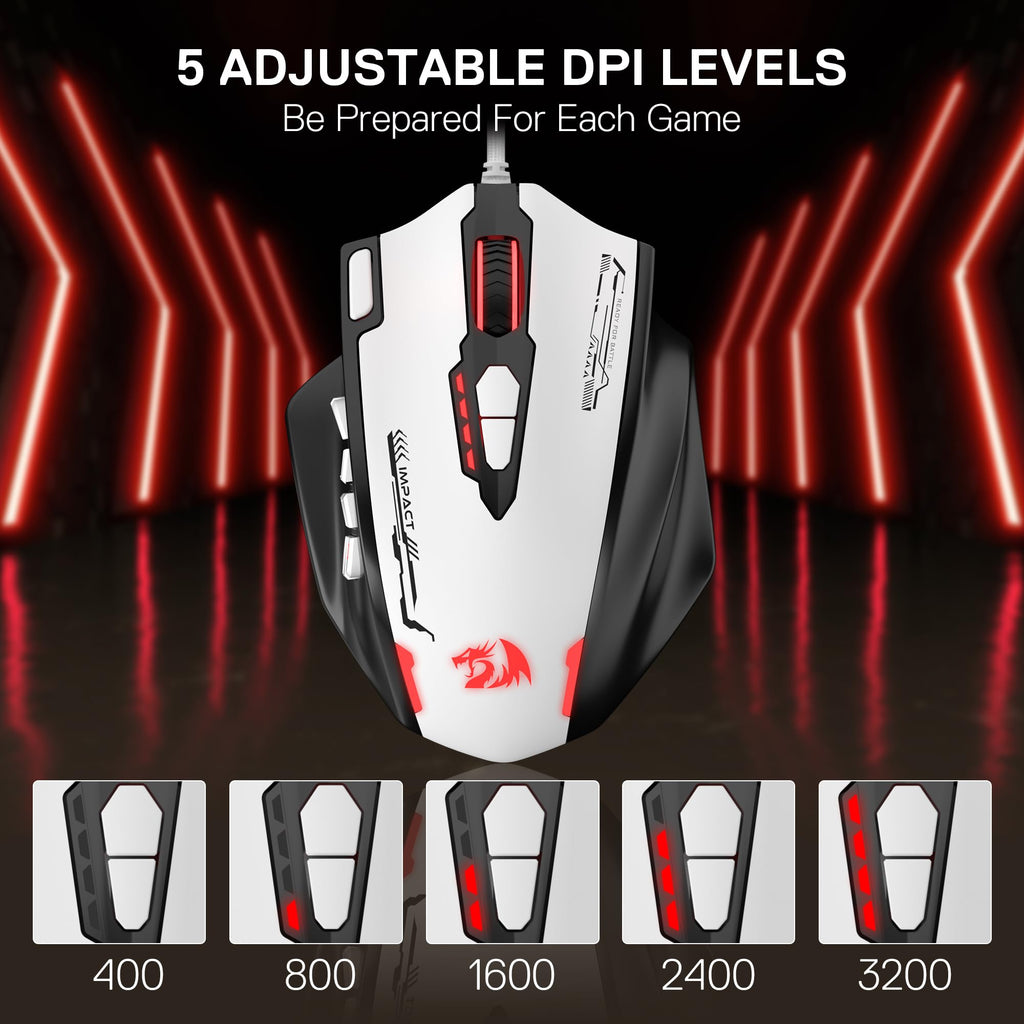 Redragon M908 Wired MMO RGB Gaming Mouse 12400 DPI Remapping Keys