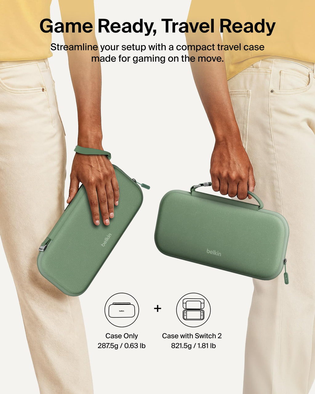 Belkin Nintendo Switch 2 Case, Slim Carrying Travel Bag with AirTag Holder