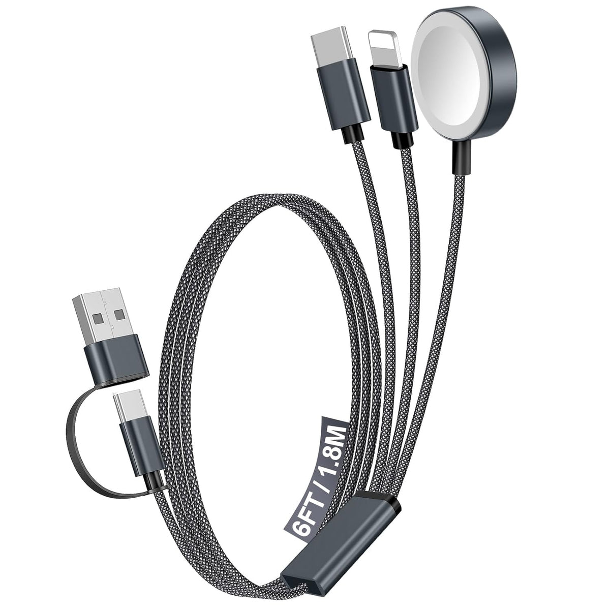 2Pack Travel Essentials for Apple Watch Charger,3-in-2 Multi Charging Cable