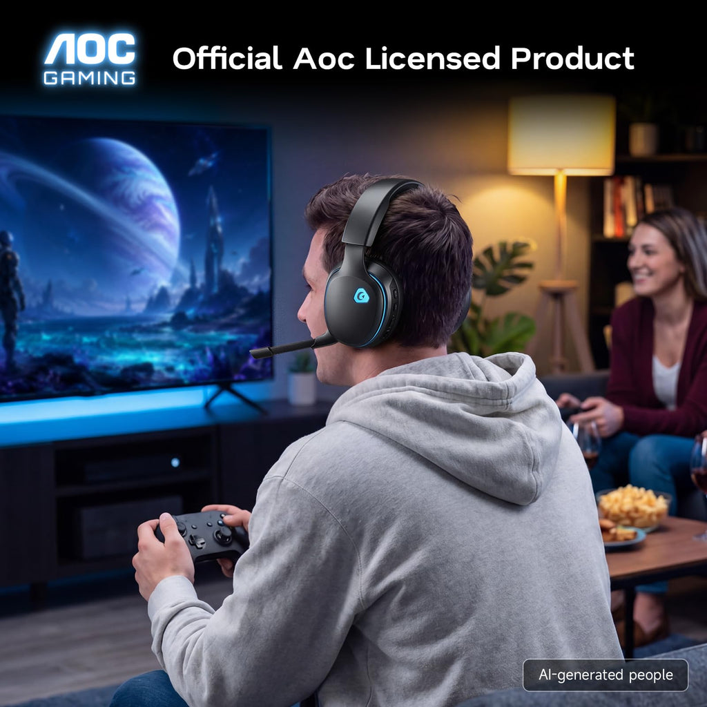 AOC 2.4GHz Wireless Gaming Headset for PS5, PS4, PC, Switch, 45Hr, White