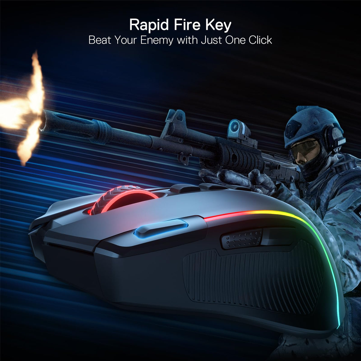 Redragon M612 Wired RGB Optical Gaming Mouse 8000 DPI Remapping Keys