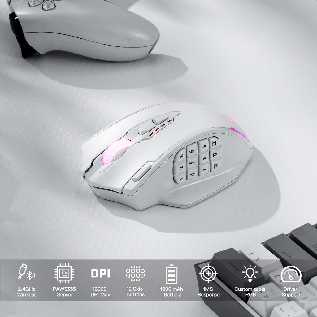 Redragon M908 Wired MMO RGB Gaming Mouse 12400 DPI Remapping Keys