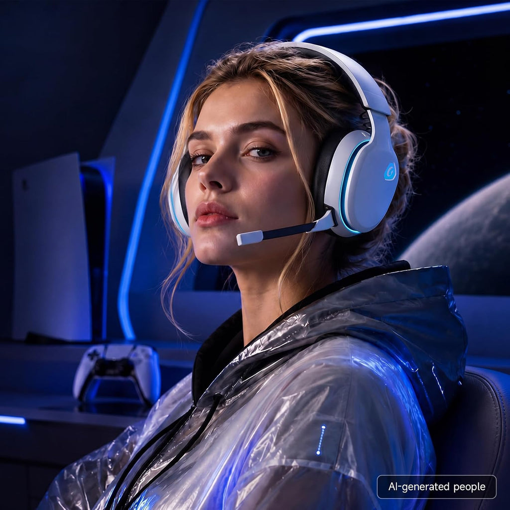 AOC 2.4GHz Wireless Gaming Headset for PS5, PS4, PC, Switch, 45Hr, White