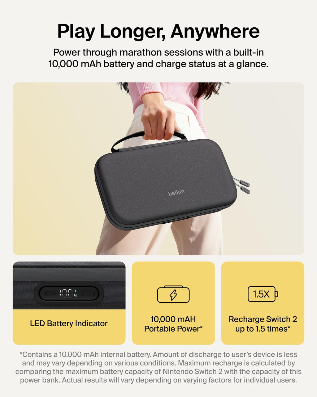 Belkin Nintendo Switch 2 Case, Slim Carrying Travel Bag with AirTag Holder