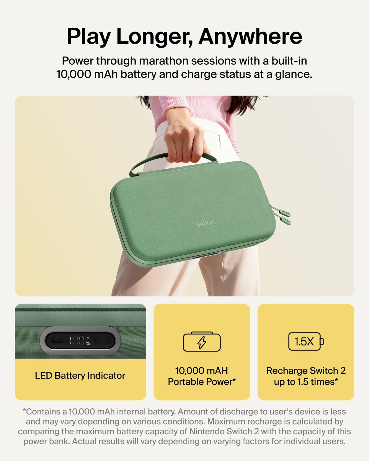 Belkin Nintendo Switch 2 Case, Slim Carrying Travel Bag with AirTag Holder