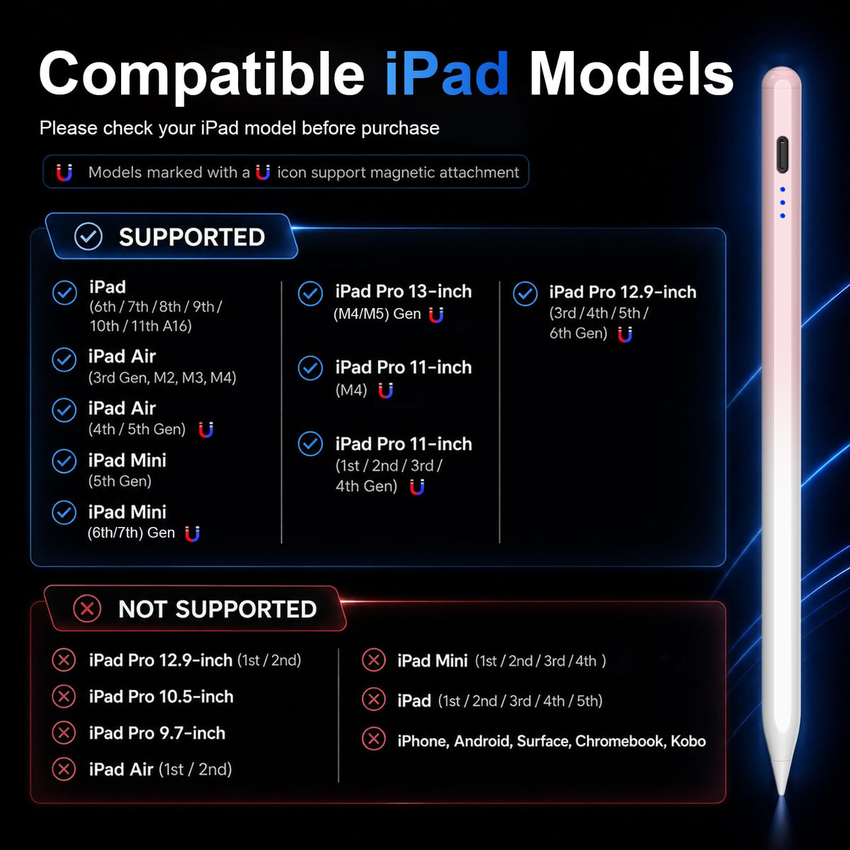 HATOKU Stylus Pen for Apple iPad 2018-2026 Magnetic for Note-Taking Drawing