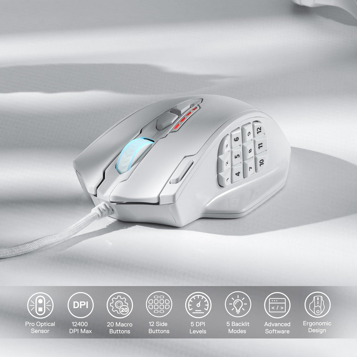 Redragon M908 Wired MMO RGB Gaming Mouse 12400 DPI Remapping Keys