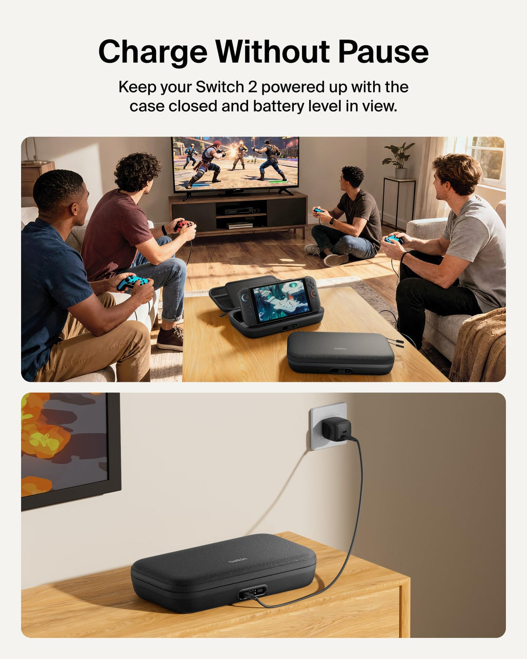 Belkin Nintendo Switch 2 Case, Slim Carrying Travel Bag with AirTag Holder