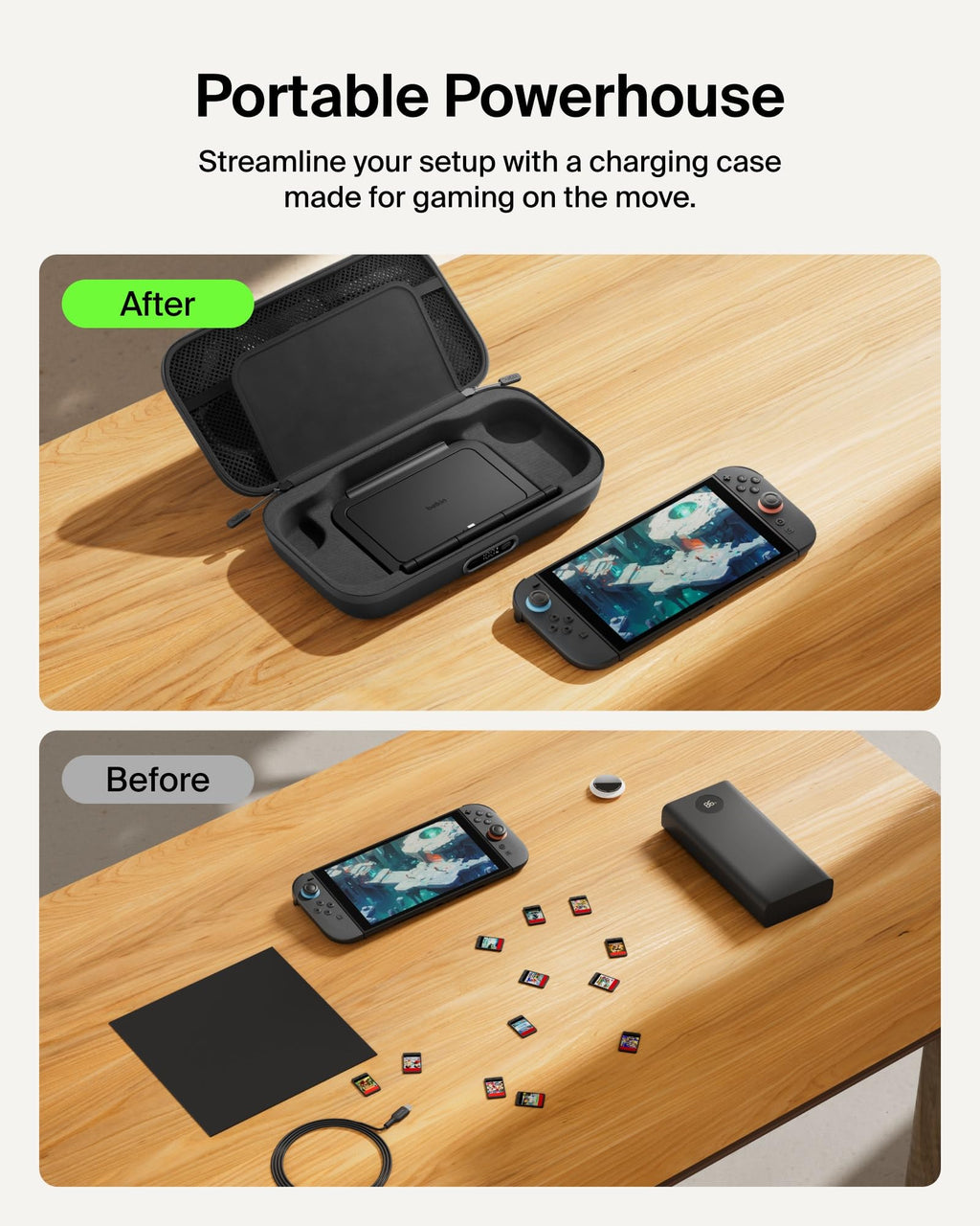 Belkin Nintendo Switch 2 Case, Slim Carrying Travel Bag with AirTag Holder