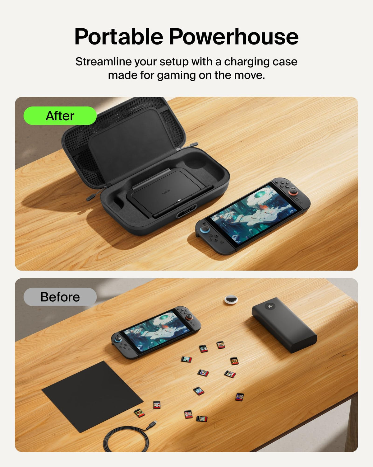 Belkin Nintendo Switch 2 Case, Slim Carrying Travel Bag with AirTag Holder