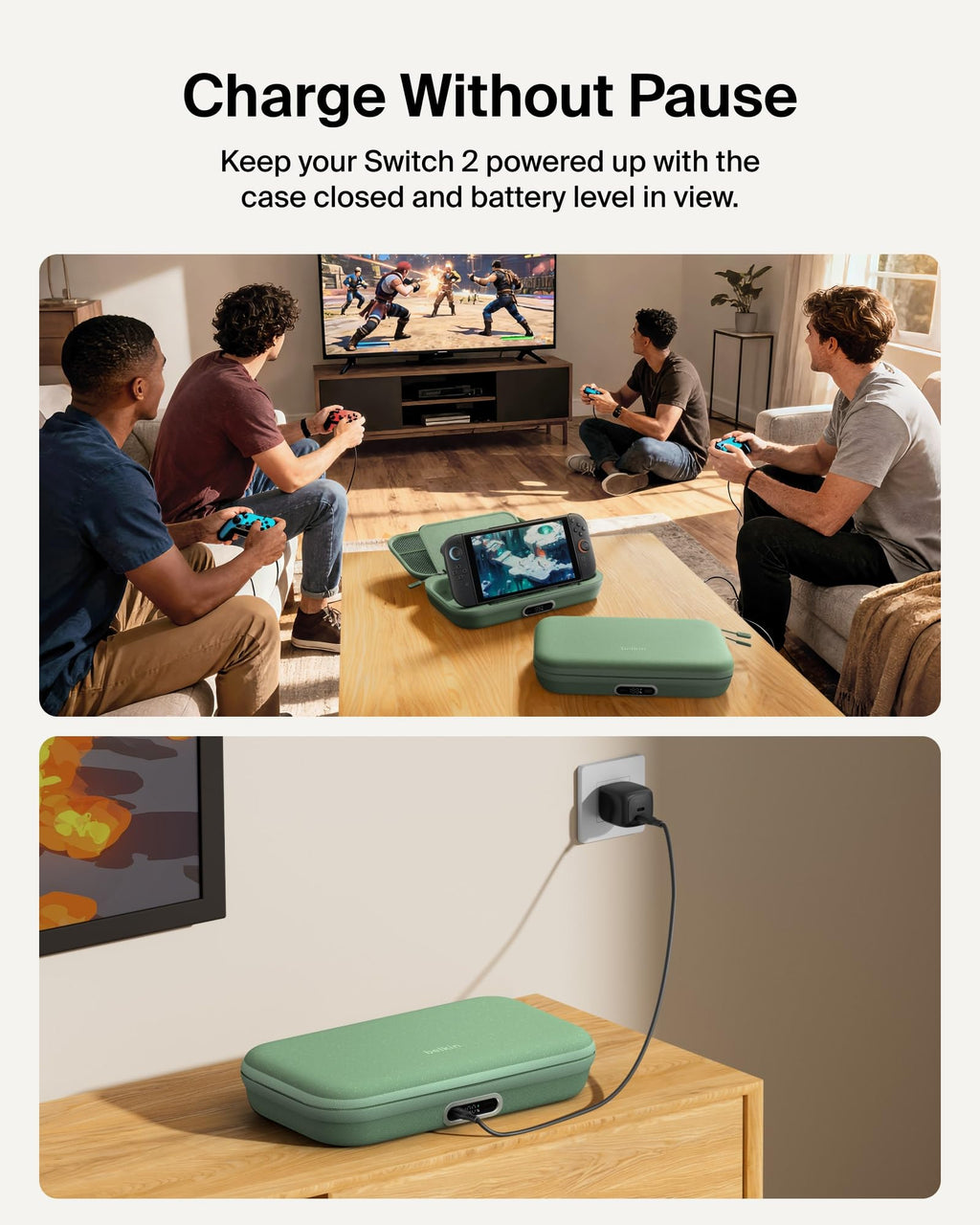 Belkin Nintendo Switch 2 Case, Slim Carrying Travel Bag with AirTag Holder