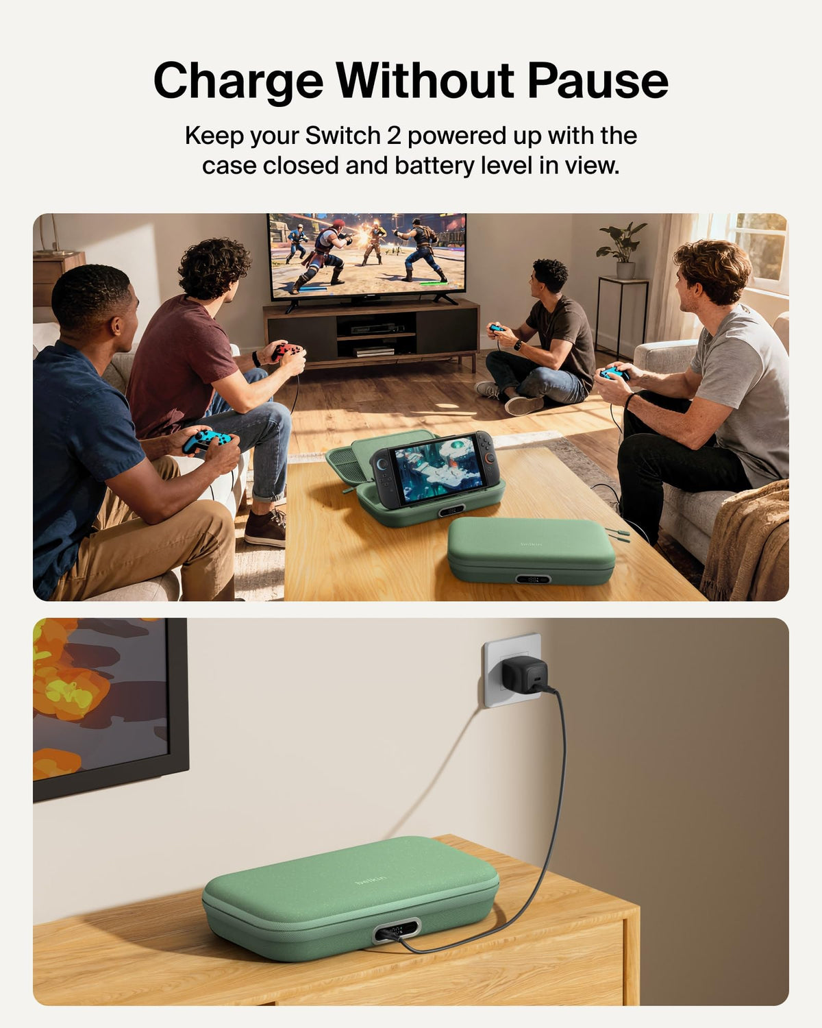 Belkin Nintendo Switch 2 Case, Slim Carrying Travel Bag with AirTag Holder