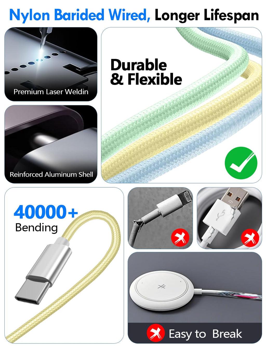 2Pack Travel Essentials for Apple Watch Charger,3-in-2 Multi Charging Cable