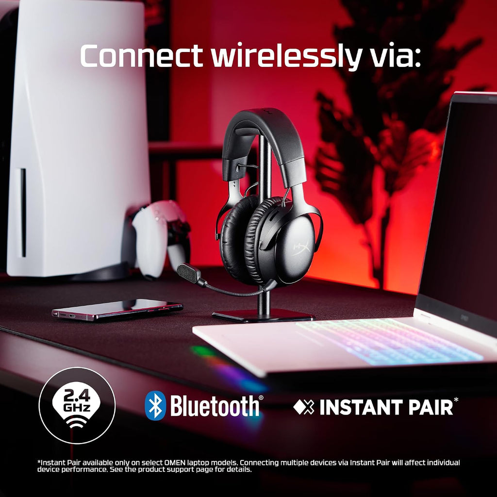 HyperX Cloud III S – Wireless Gaming Headset for PS5, PS4, Switch, PC, Mac, and Mobile, Up to 120-Hour (2.4GHz) / 200-Hour (Bluetooth) Battery, 53mm Angled Drivers, Detachable Mic – Black