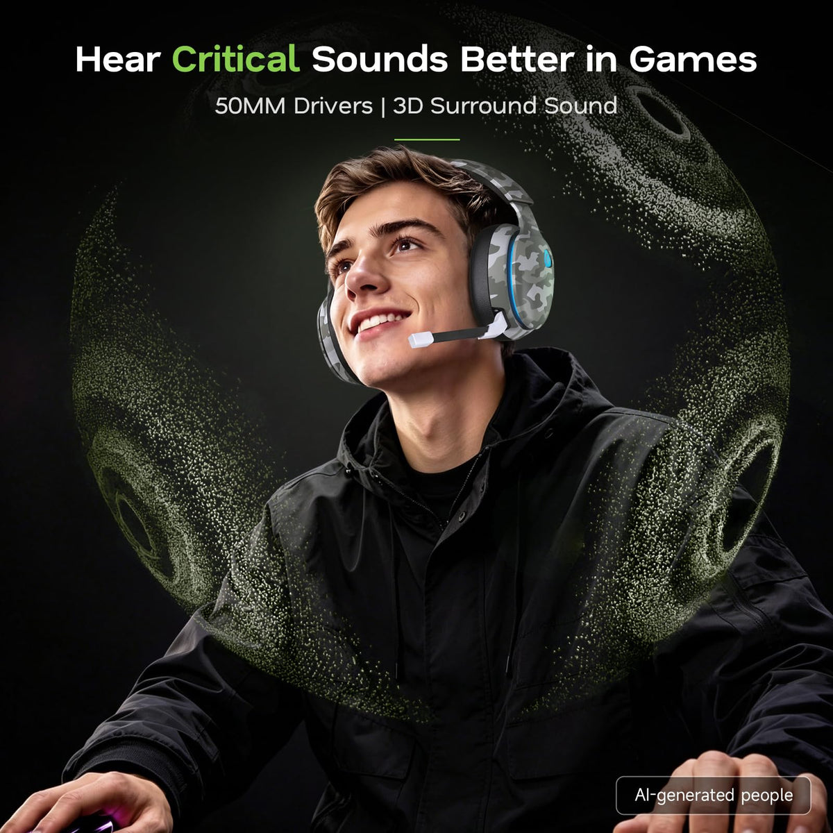 AOC 2.4GHz Wireless Gaming Headset for PS5, PS4, PC, Switch, 45Hr, White