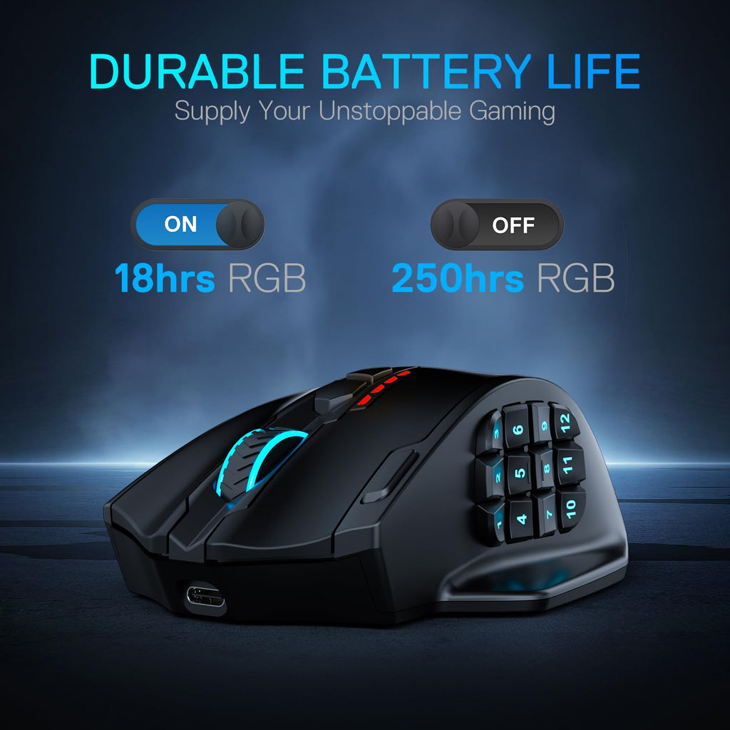 Redragon M908 Wired MMO RGB Gaming Mouse 12400 DPI Remapping Keys
