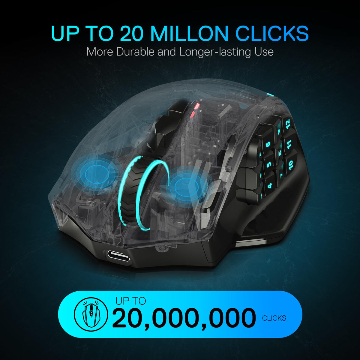 Redragon M908 Wired MMO RGB Gaming Mouse 12400 DPI Remapping Keys