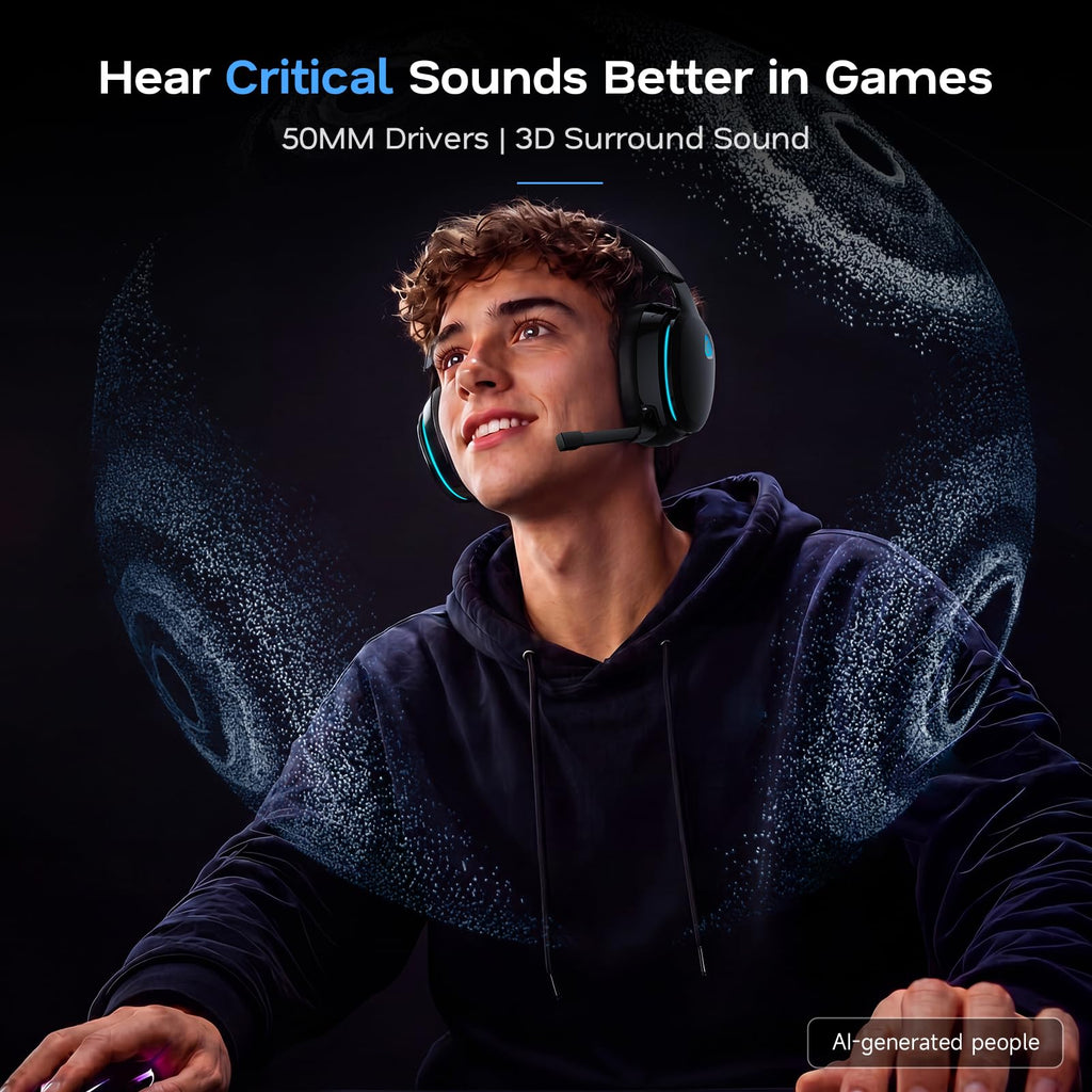 AOC 2.4GHz Wireless Gaming Headset for PS5, PS4, PC, Switch, 45Hr, White