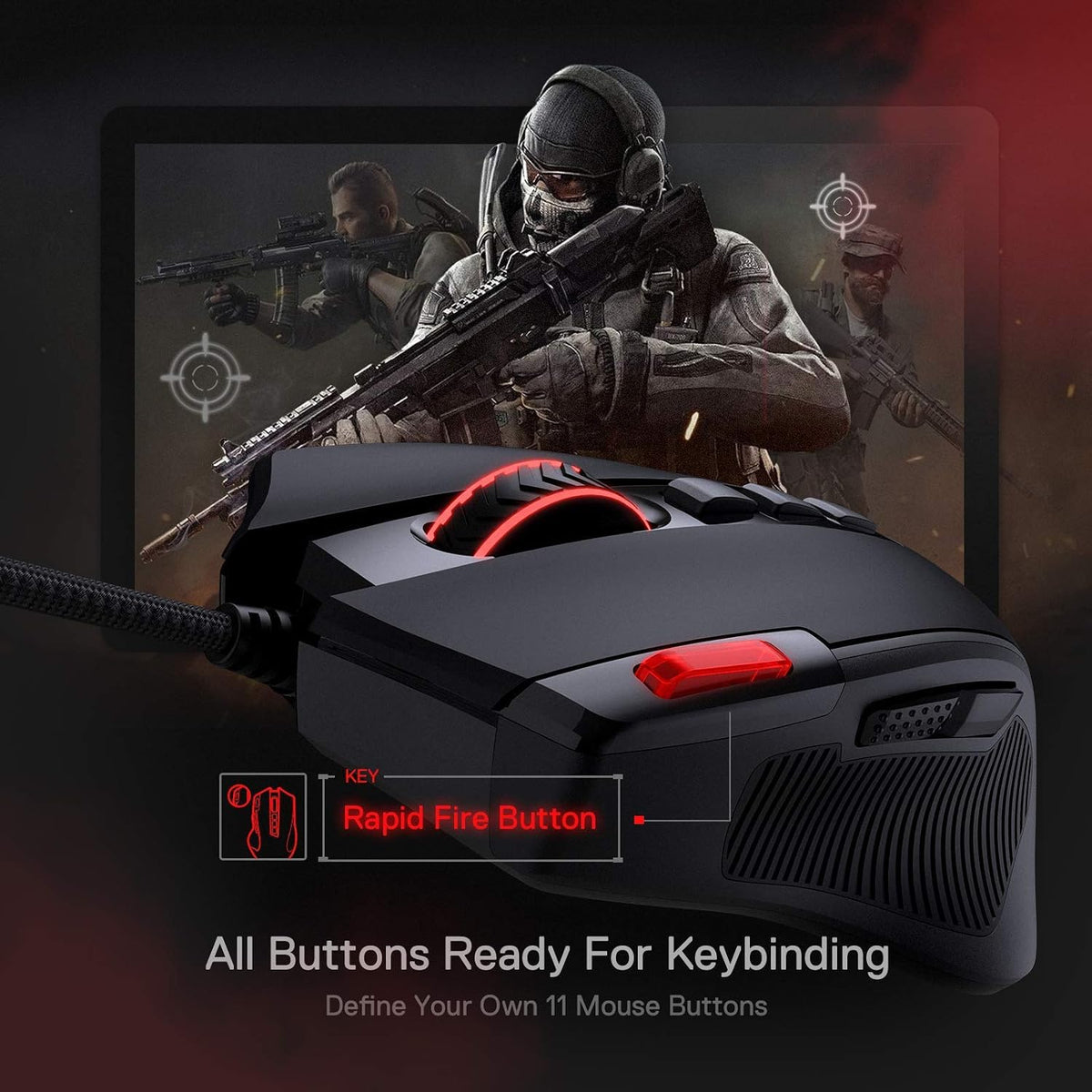 Redragon M612 Wired RGB Optical Gaming Mouse 8000 DPI Remapping Keys