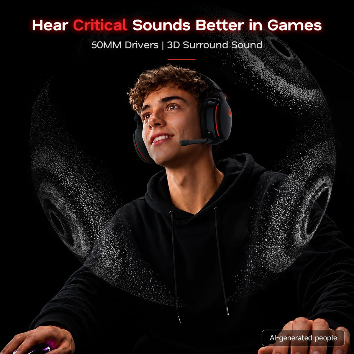 AOC 2.4GHz Wireless Gaming Headset for PS5, PS4, PC, Switch, 45Hr, White