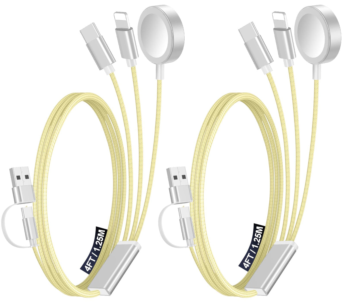 2Pack Travel Essentials for Apple Watch Charger,3-in-2 Multi Charging Cable