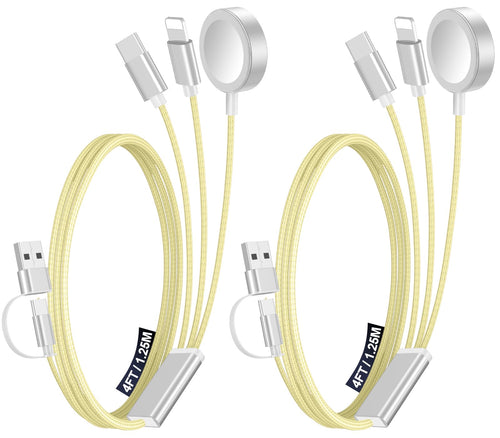 2Pack Travel Essentials for Apple Watch Charger,3-in-2 Multi Charging Cable