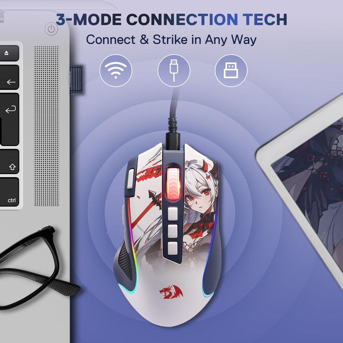 Redragon M612 Wired RGB Optical Gaming Mouse 8000 DPI Remapping Keys