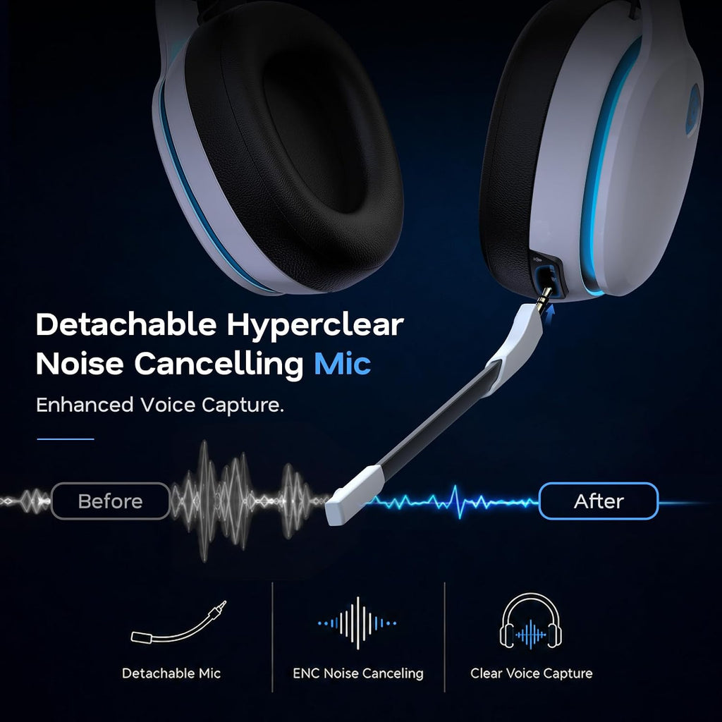 AOC 2.4GHz Wireless Gaming Headset for PS5, PS4, PC, Switch, 45Hr, White