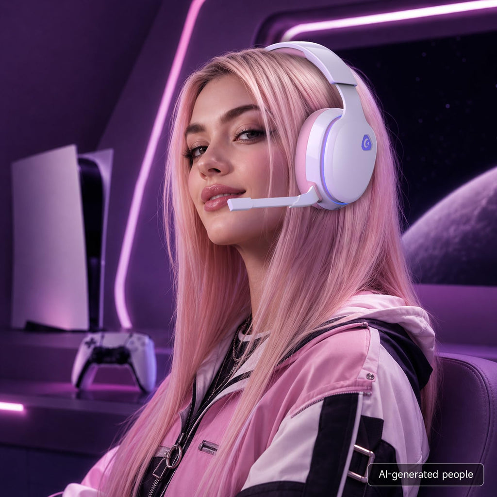 AOC 2.4GHz Wireless Gaming Headset for PS5, PS4, PC, Switch, 45Hr, White