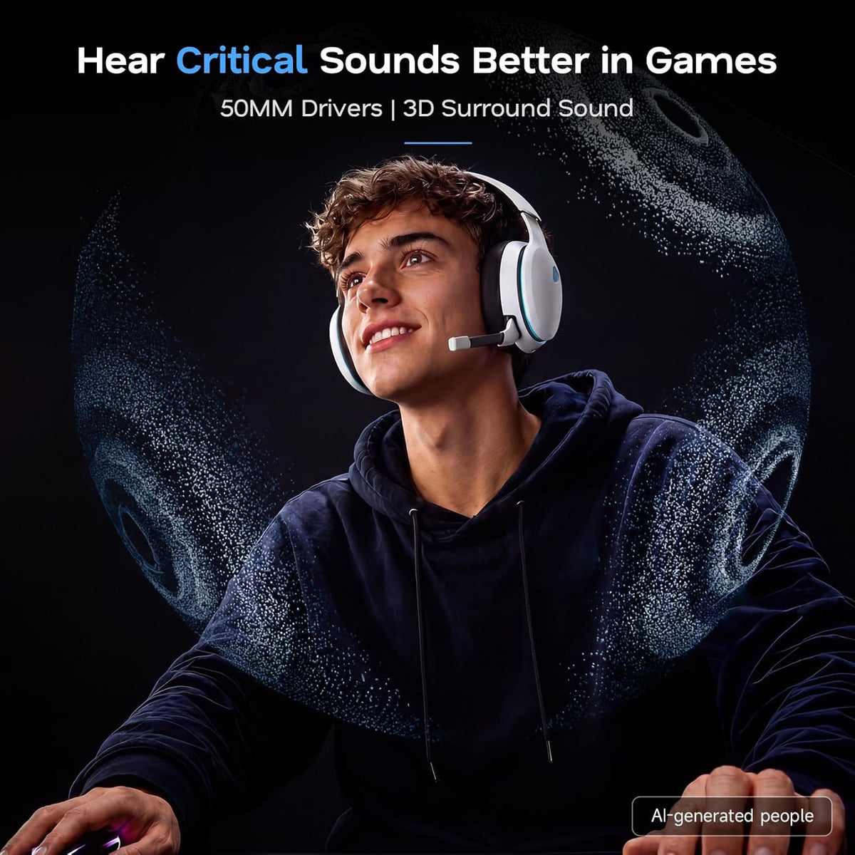AOC 2.4GHz Wireless Gaming Headset for PS5, PS4, PC, Switch, 45Hr, White