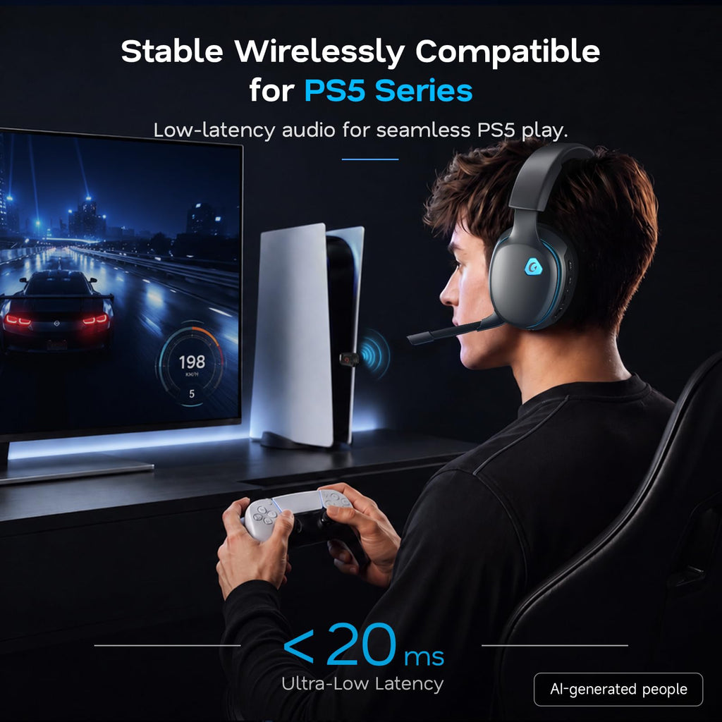 AOC 2.4GHz Wireless Gaming Headset for PS5, PS4, PC, Switch, 45Hr, White
