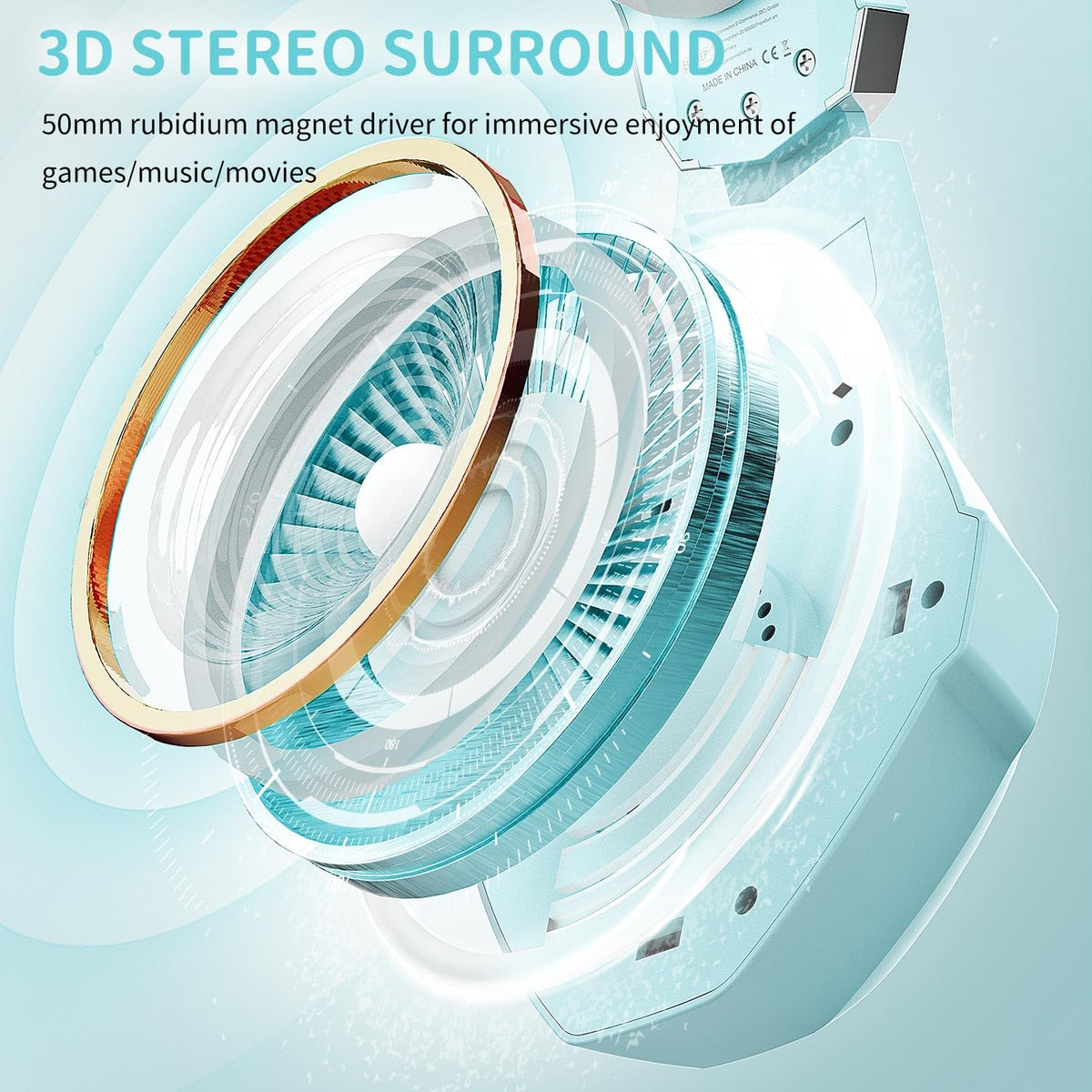 Ozeino Gaming Headset for PC, Ps4, Ps5, Xbox Headset with 7.1 Surround Sound Gaming Headphones with Noise Canceling Mic, LED Light Over Ear Headphones for Switch, Xbox Series X/S, Laptop, Mobile White