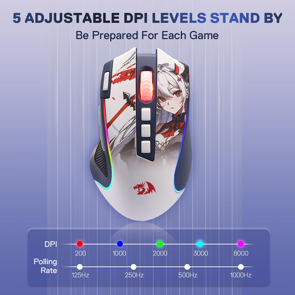 Redragon M612 Wired RGB Optical Gaming Mouse 8000 DPI Remapping Keys